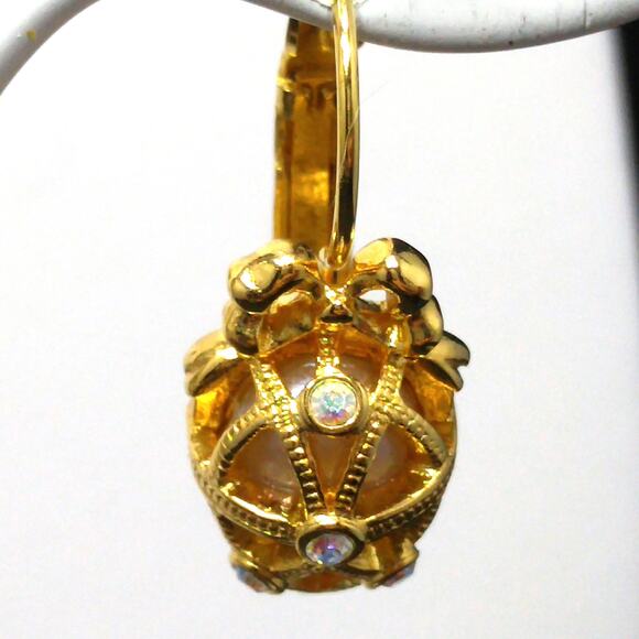 Joan Rivers Fabergé Inspired Necklace Earrings Set, Egg Pendant Earrings, 1990s - Picture 6 of 10